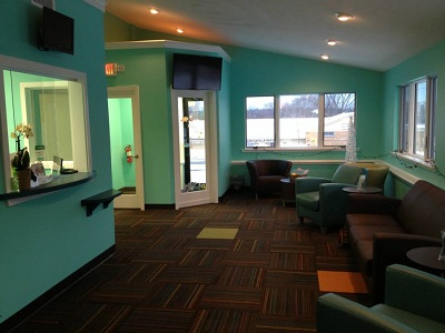 Reception Area and wall-mounted TV